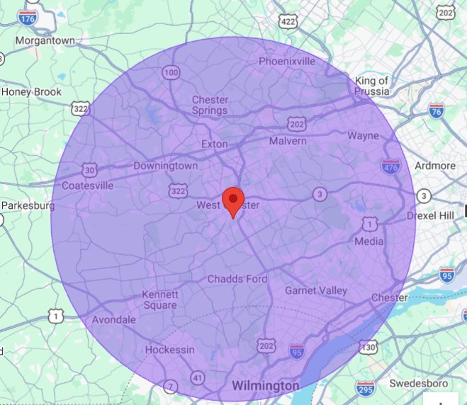 CustomFitt Personal Training Service Area Map